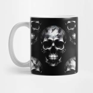 Enigmatic Skull Ensemble: Eerie Close-Up Mug